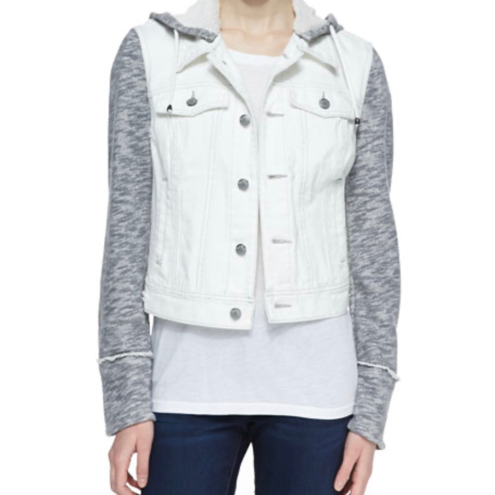 Free People Hoodie White Denim Jacket